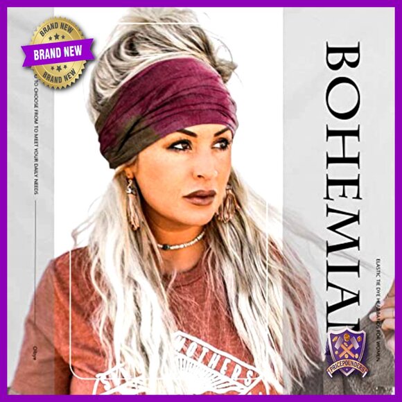8 Pack Boho Headbands Wide Turban Wrap Elastic Hair Accessories Women main image 7